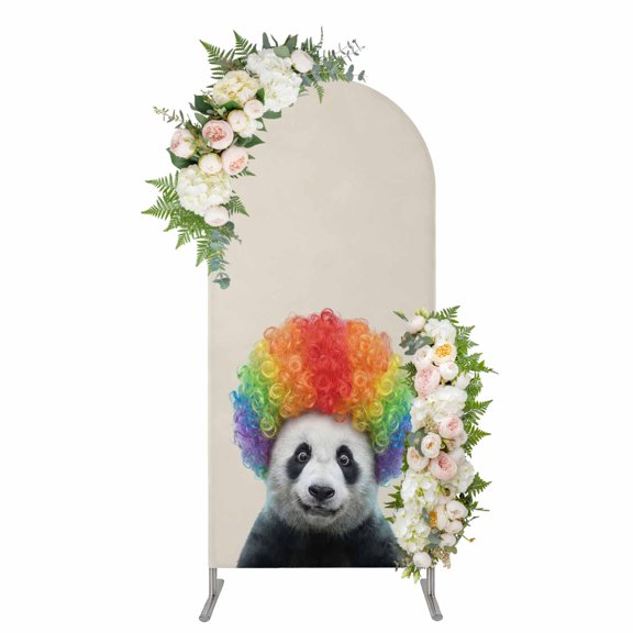 Arch Covers, Funny Panda Arch Covers Stretchy Backdrop 4'x1.65', Rainbow Abstract Animals Spandex Fitted Round Top Chiara Arches Backdrop Cover for Wedding Party Birthday Banquet