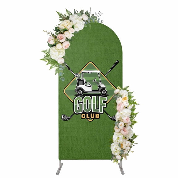 Arch Covers, Golf Club Green Arch Covers Stretchy Backdrop 4'x1.65', Abstract Vintage Golf Sports Spandex Fitted Round Top Chiara Arches Backdrop Cover for Wedding Party Birthday Banquet
