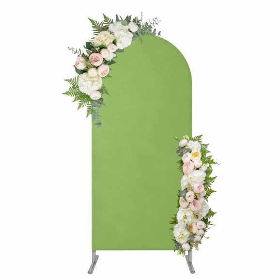 Arch Covers, Green Arch Covers Stretchy Backdrop 4'x1.65', Solid Color Simple Abstract Fashion Light Color Spandex Fitted Round Top Chiara Arches Backdrop Cover for Wedding Party Birthday Banquet