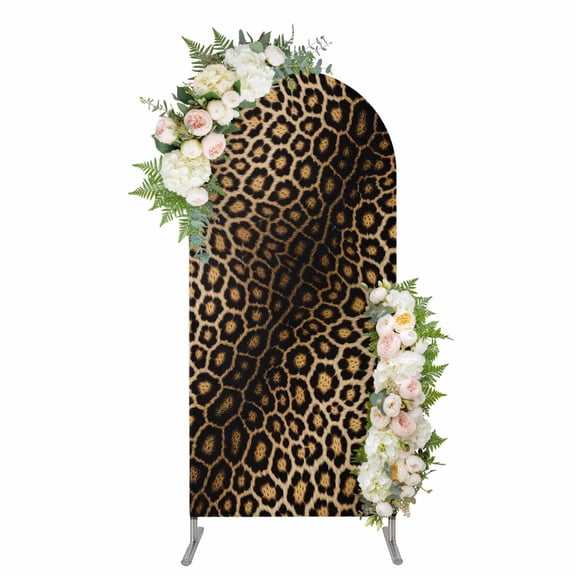Arch Covers, Leopard Print Arch Covers Stretchy Backdrop 4'x1.65', Farmhouse Gradient Animals Texture Spandex Fitted Round Top Chiara Arches Backdrop Cover for Wedding Party Birthday Banquet