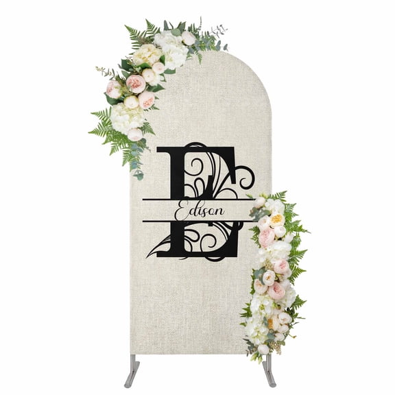 Arch Covers, Letter E Arch Covers Stretchy Backdrop 4'x1.65', Monogram Words Spandex Fitted Round Top Chiara Arches Backdrop Cover for Wedding Party Birthday Banquet