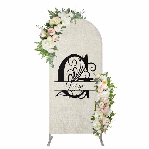 Arch Covers, Letter G Arch Covers Stretchy Backdrop 5'x2.1', Monogram Words Spandex Fitted Round Top Chiara Arches Backdrop Cover for Wedding Party Birthday Banquet