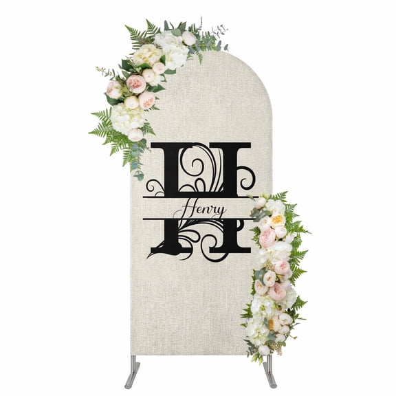 Arch Covers, Letter H Arch Covers Stretchy Backdrop 4'x1.65', Monogram Words Spandex Fitted Round Top Chiara Arches Backdrop Cover for Wedding Party Birthday Banquet
