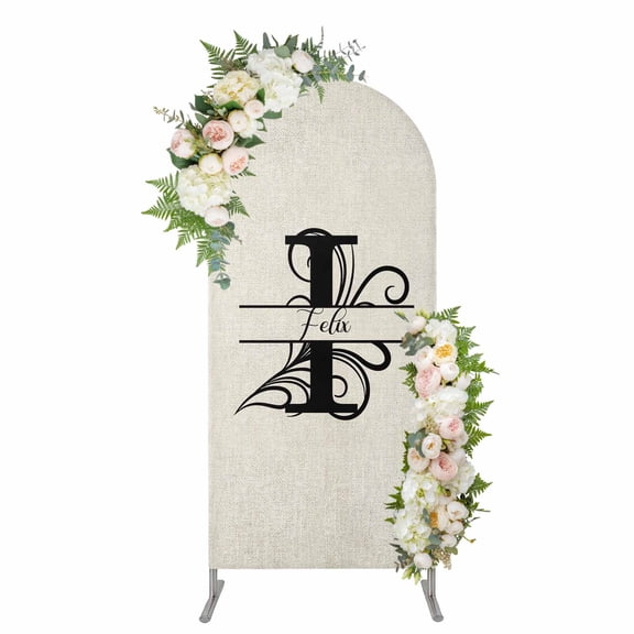 Arch Covers, Letter I Arch Covers Stretchy Backdrop 4'x1.65', Monogram Words Spandex Fitted Round Top Chiara Arches Backdrop Cover for Wedding Party Birthday Banquet