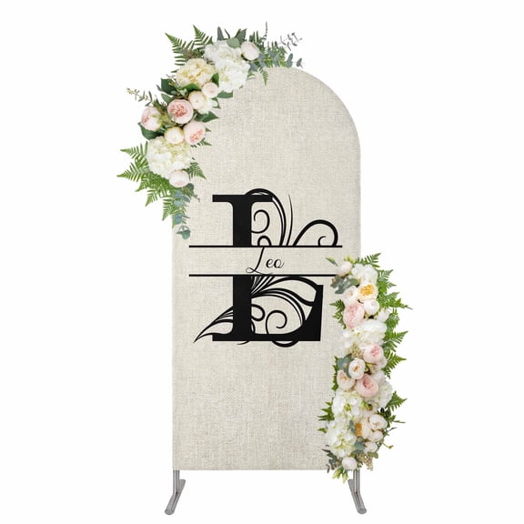Arch Covers, Letter L Arch Covers Stretchy Backdrop 5'x2.1', Monogram Words Spandex Fitted Round Top Chiara Arches Backdrop Cover for Wedding Party Birthday Banquet