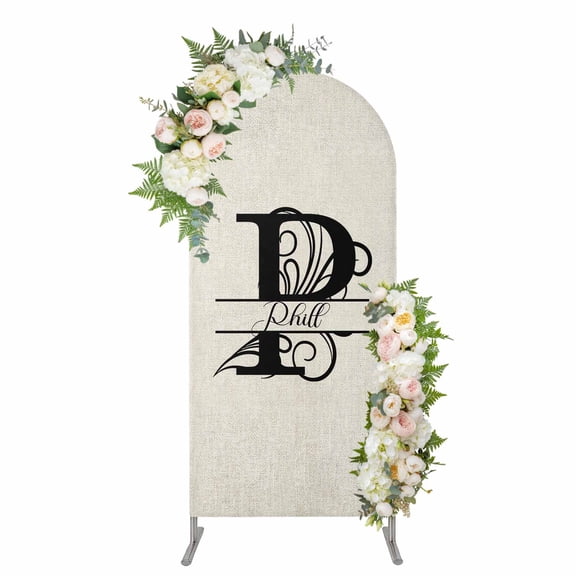 Arch Covers, Letter P Arch Covers Stretchy Backdrop 7.2'x4', Monogram Words Spandex Fitted Round Top Chiara Arches Backdrop Cover for Wedding Party Birthday Banquet