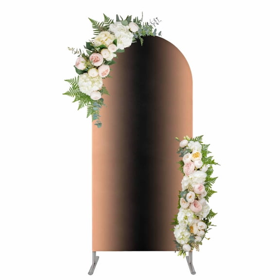 Arch Covers, LightSalmon Black Ombre Arch Covers Stretchy Backdrop 6'x2.6', Modern Gradient Abstract Art Spandex Fitted Round Top Chiara Arches Backdrop Cover for Wedding Party Birthday Banquet