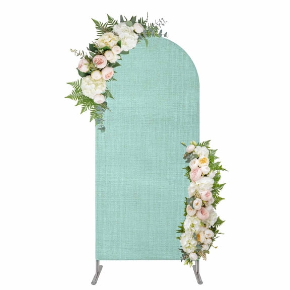 Arch Covers, Linen Mint Green Arch Covers Stretchy Backdrop 4'x1.65', Modern Minimalist Pure Solid Color Spandex Fitted Round Top Chiara Arches Backdrop Cover for Wedding Party Birthday Banquet