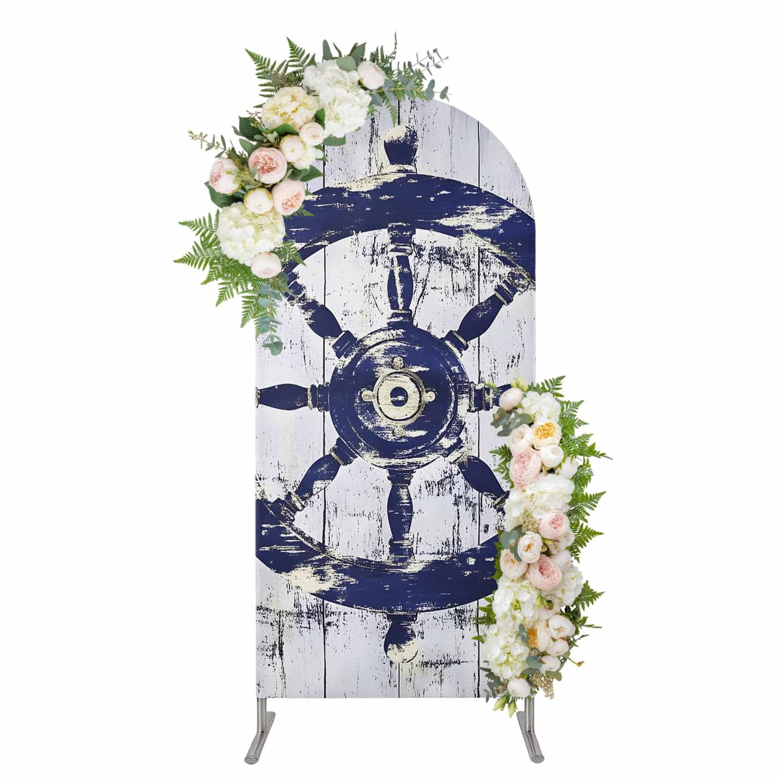 Arch Covers, Navy Blue Rudder Coastal Arch Covers Stretchy Backdrop 6 ...