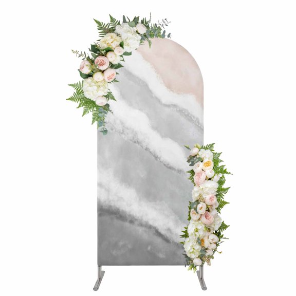 Arch Covers, Ombre Ocean Beach Arch Covers Stretchy Backdrop 4'x1.65', Nautical Coastal Beach Sandy Gradient Gray Spandex Round Top Chiara Arches Backdrop Cover for Wedding Party Birthday Banquet