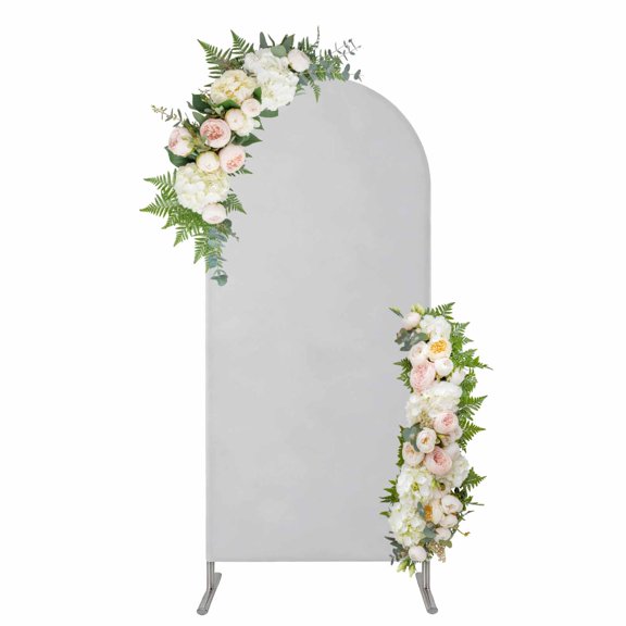 Arch Covers, Pure Light Grey Arch Covers Stretchy Backdrop 6'x2.6', Simple Solid Color Spandex Fitted Round Top Chiara Arches Backdrop Cover for Wedding Party Birthday Banquet