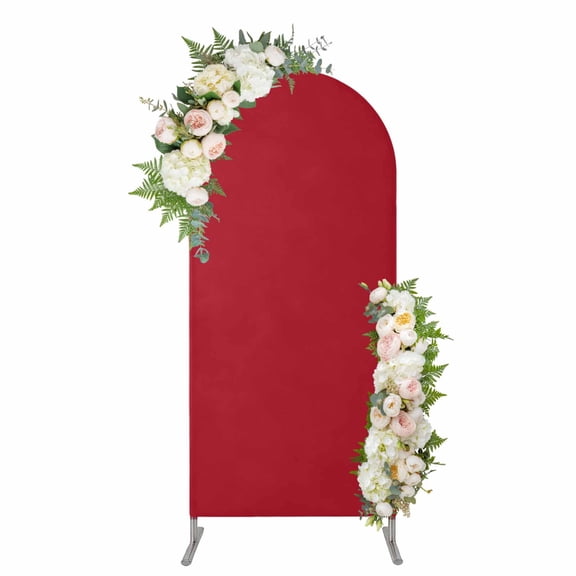 Arch Covers, Pure Red Arch Covers Stretchy Backdrop 4'x1.65', Simple Solid Color Spandex Fitted Round Top Chiara Arches Backdrop Cover for Wedding Party Birthday Banquet