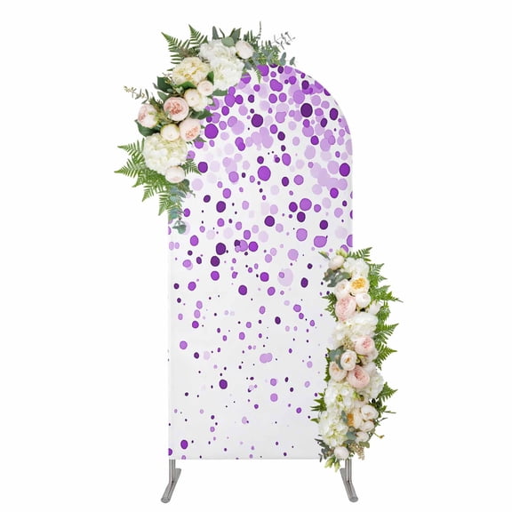 Arch Covers, Purple Polka Dot Arch Covers Stretchy Backdrop 7.2'x4', Abstract Modern Art Dots Watercolor Spandex Fitted Round Top Chiara Arches Backdrop Cover for Wedding Party Birthday Banquet