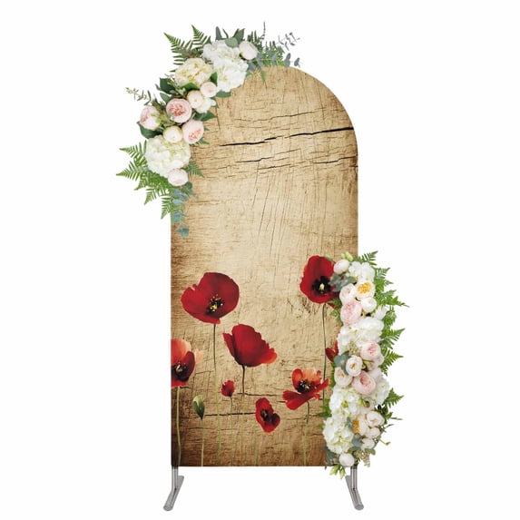 Arch Covers, Red Poppy Flowers Arch Covers Stretchy Backdrop 5'x2.1 ...