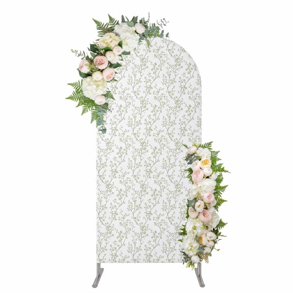 Arch Covers, Sage Green Botanical Arch Covers Stretchy Backdrop 6'x2.6', Plant Flower Floral Tree Branch Spandex Fitted Round Top Chiara Arches Backdrop Cover for Wedding Party Birthday Banquet
