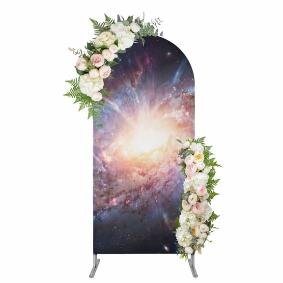 Arch Covers, Universe Explosion Arch Covers Stretchy Backdrop 7.2'x4', Modern Abstract Galaxy Universe Spandex Fitted Round Top Chiara Arches Backdrop Cover for Wedding Party Birthday Banquet