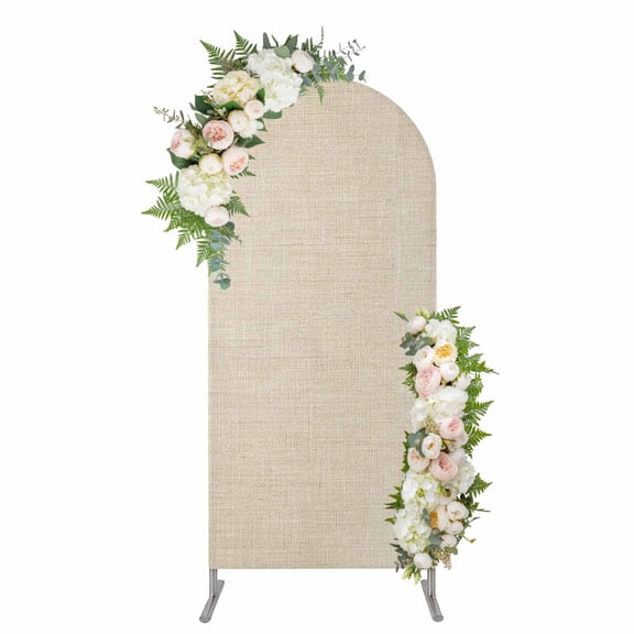 Arch Covers, Vintage Cream Arch Covers Stretchy Backdrop 6'x2.6', Farmhouse Retro Beige Solid Color Spandex Fitted Round Top Chiara Arches Backdrop Cover for Wedding Party Birthday Banquet