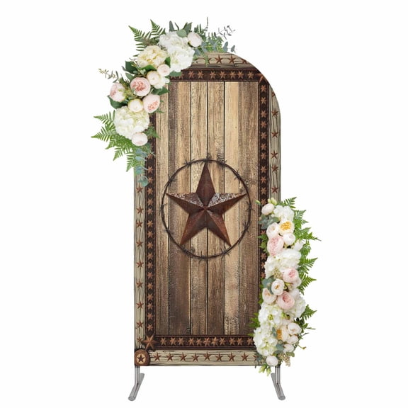 Arch Covers, Western Farmhouse Arch Covers Stretchy Backdrop 4'x1.65', Primitive Rustic Country Retro Texas Star Spandex Round Top Chiara Arches Backdrop Cover for Wedding Party Birthday Banquet