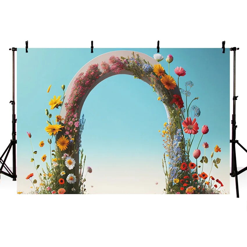 Arch Door Flower Photography Backdrop Wedding for Bridal Shower Engaged
