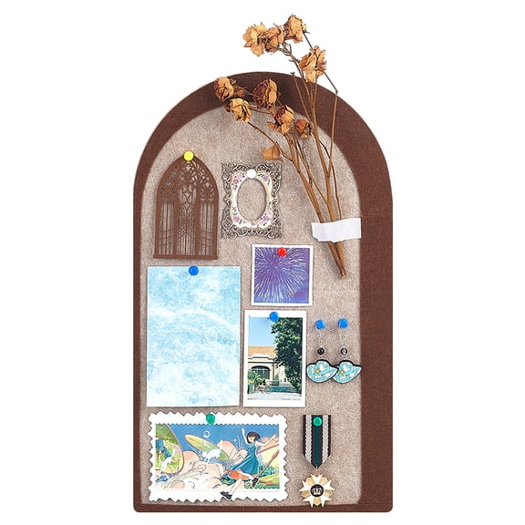 Arch Felt Wall Stickers Photo Frame Background Board with Drawing Pin Rosy Brown 400x240x7.5mm