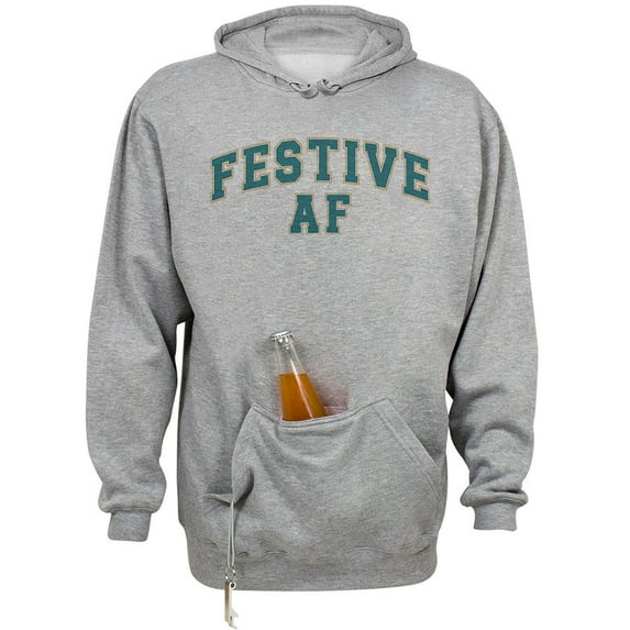 Arch Festive AF Beer Holder Tailgate Hoodie Sweatshirt Unisex Large Oxford