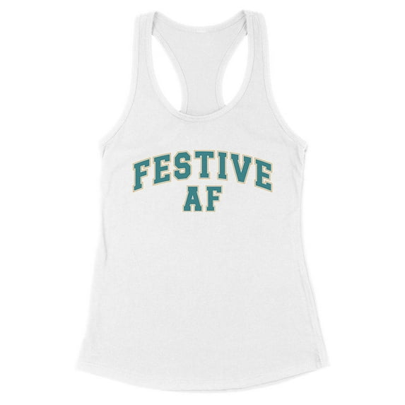 Arch Festive AF Tank Top Fitted Racerback Women's Large White