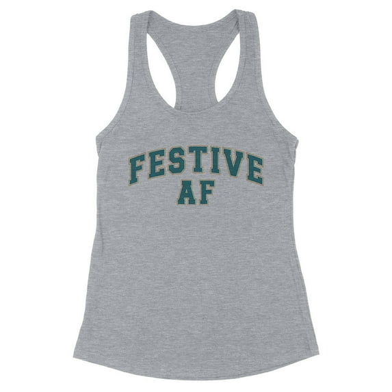Arch Festive AF Tank Top Fitted Racerback Women's Medium Heather Grey
