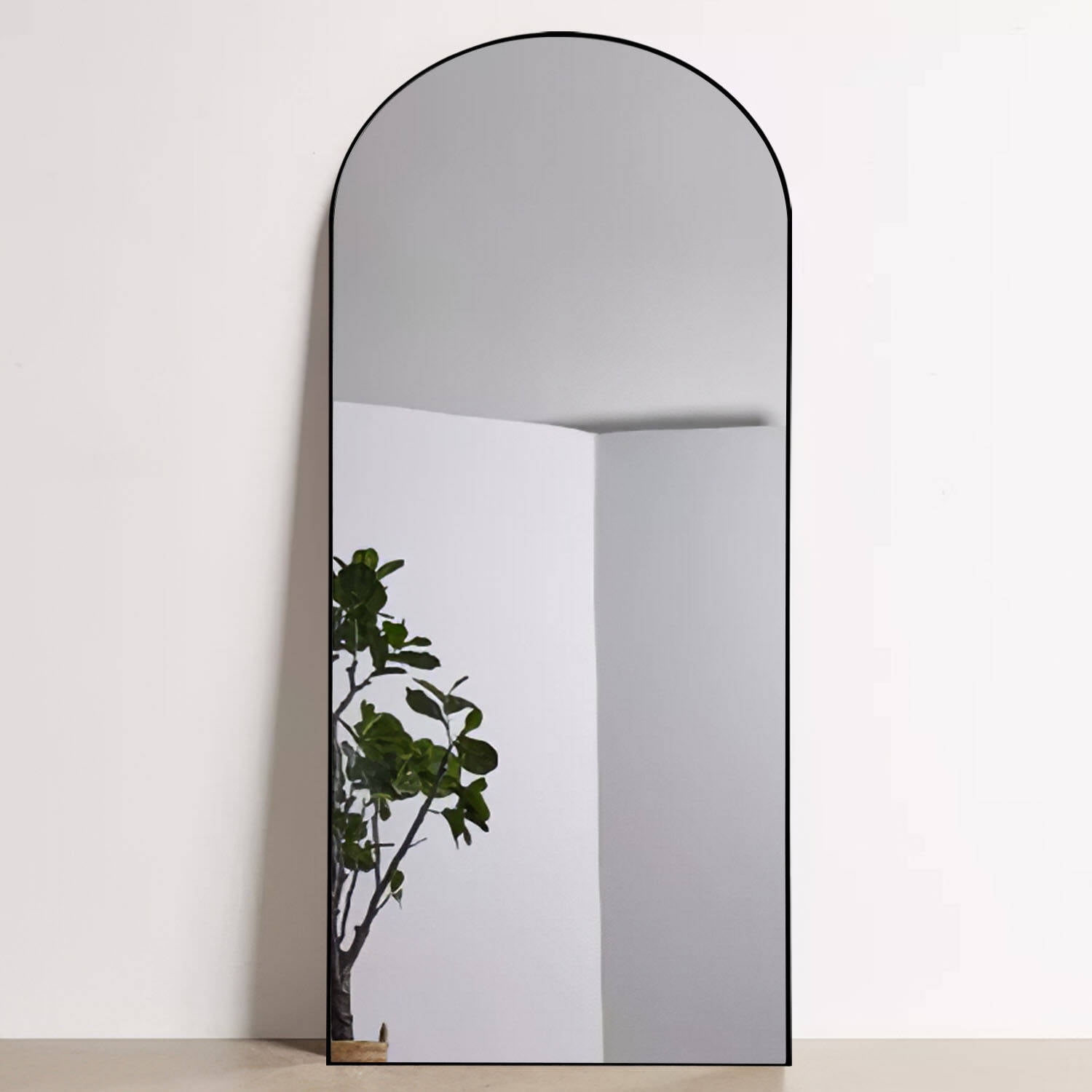 Arch Floor Mirror PS Full Body Mirror for Living Room Bedroom 65"x22",Black