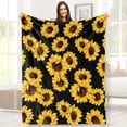 thumbnail image 1 of Sunflower Blankets Gifts for Women, Double-Sided Throw Blanket, Birthday Gifts for Girls, Lightweight Flannel Cozy Plush for Adult Kids, Sunflowers Girly Bedroom Decor (Black and Yellow)50x60 inch, 1 of 5