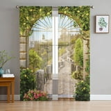 Arch Flowers Sea Printed Curtains Drape Sheer Tulle Home ration Living