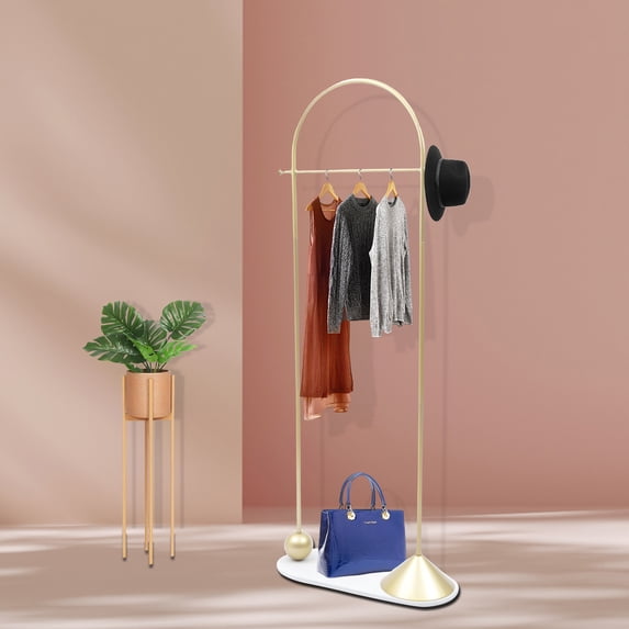 Arch Frame Anti-Slip Garment Rack Metal Clothing Hanger Freestanding Rack Metal Bedroom Clothing Hanger Freestanding Garment Rack Display Stand Stylish Portable Clothing Rack Gold Clothes Rack