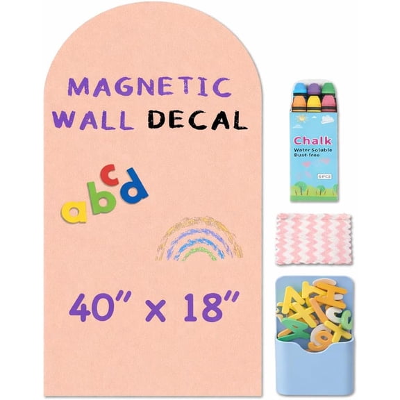 Arch Magnetic Wall Decal - 40" x 18" Matte Chalkboard Sticker for Playroom, Home & Classroom-Pink