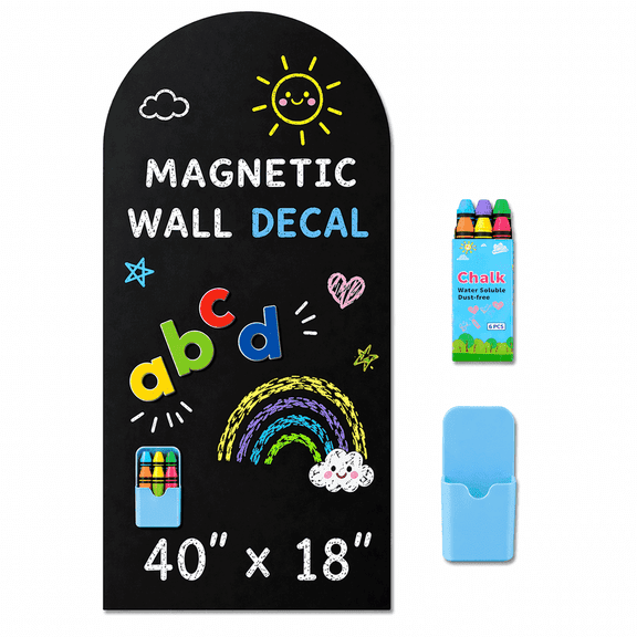 Arch Magnetic Wall Decal,40“ x 18” Matte Finish Chalkboard Sticker for Kids Learning Wall Decals, Magnetic Board for Playrooms and Home Classrooms,Kids Learning Room Decor (Black)