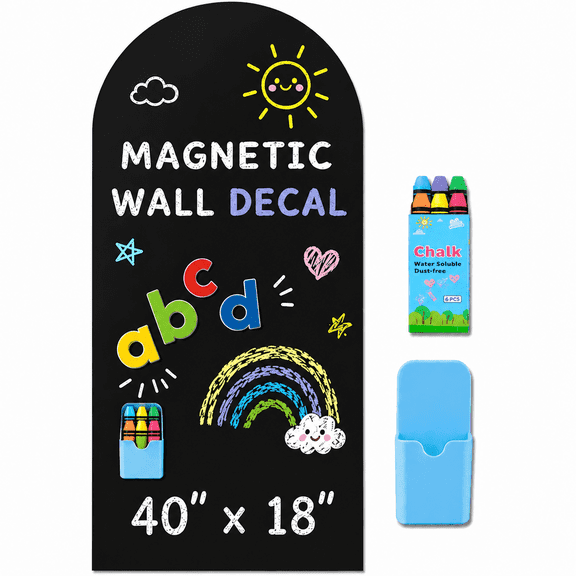 Arch Magnetic Wall Decal,40“ x 18” Matte Finish Chalkboard Sticker for Kids Learning Wall Decals, Magnetic Board for Playrooms and Home Classrooms,Kids Learning Room Decor (Black)