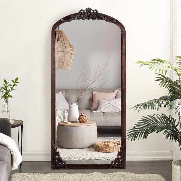Arch Mirror Full-Length Mirror Vintage Decorative Mirror,64"*22",Natural