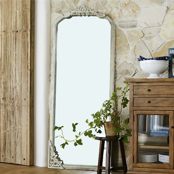 Arch Mirror Full-Length Mirror Vintage Decorative Mirror,71"x31",Weathered White