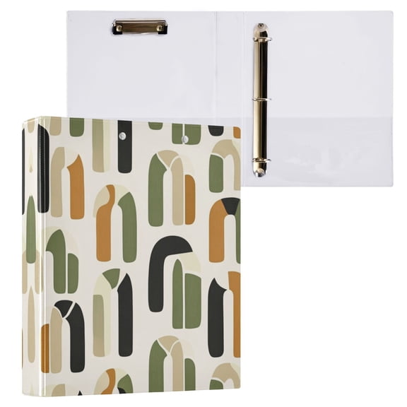 Arch Motif 3 Ring Hardcover Binders 1.5in Round Rings for Letter-Size Folder Paper Organizer Pockets for Office Student Recipe