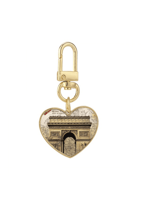 Arch Of Triumphal Best Paris Gold Heart Keychain Metal Keyring Holder