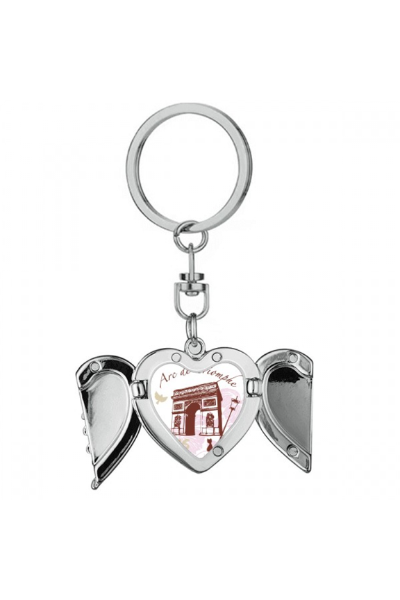Arch Of Triumphal France Paris Landmark Heart Angel Wing Key Chain Holder