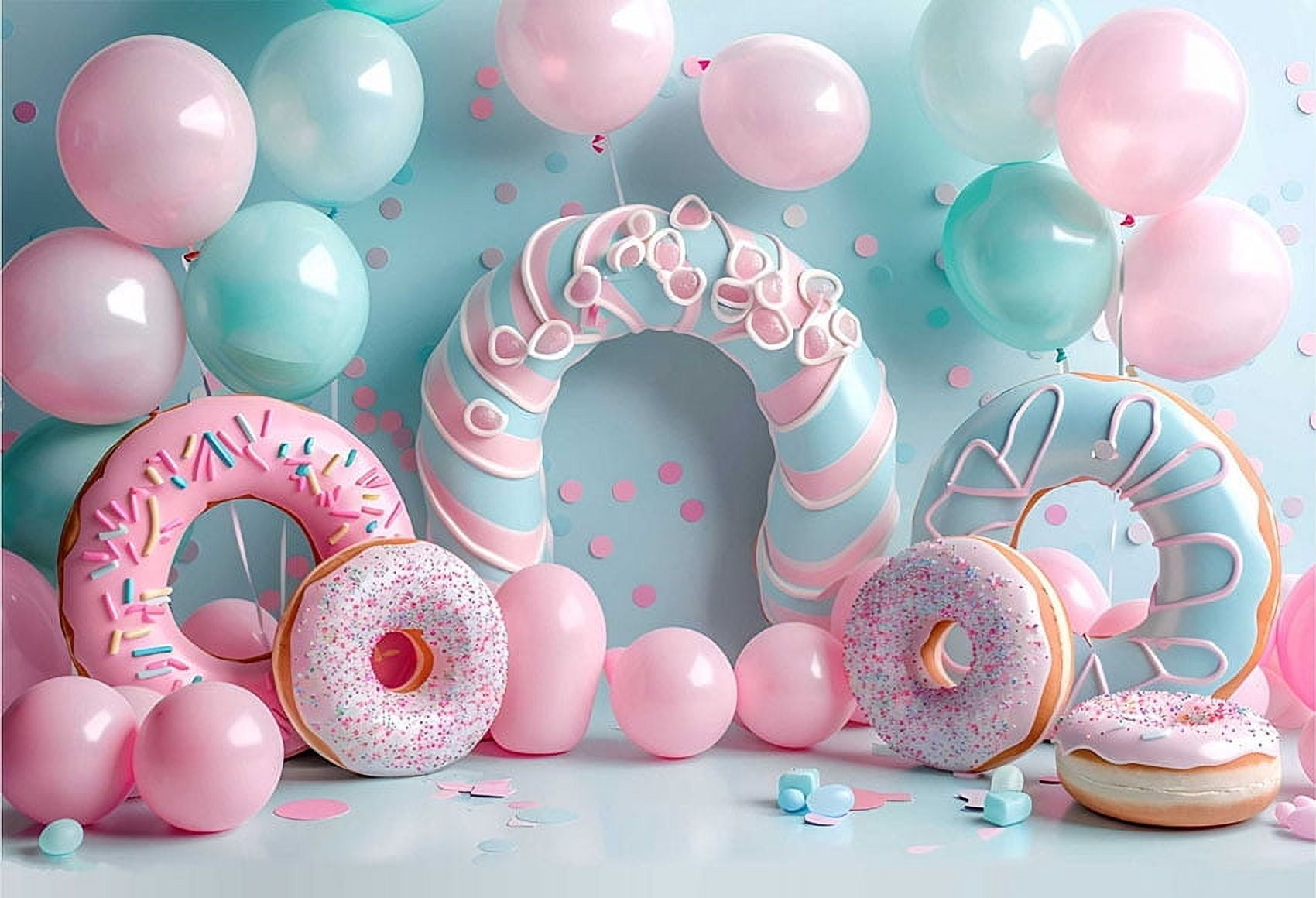Arch Pink Blue Balloon Kids 1st Birthday Party Cake Smash Portrait r ...