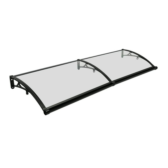 Arch Rainshed Canopy, 200x60cm, Clear and Silver, Protects Against Rain, UV Damage, Easy Installation for Doors and Terraces