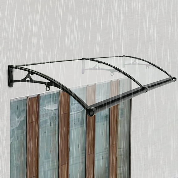 Arch Rainshed Canopy, 440.92lbs Load Capacity, Clear, Black, or Tawny, Durable Aluminum, Protects from Rain and UV Damage
