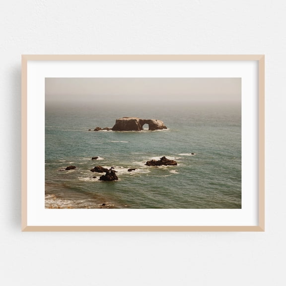 Arch Rock in Bodega Bay - Bodega Bay California Photography Ocean Coast Seascape Waves Nature Landscape Oak Framed Wall Art Print 5 x 7 inches