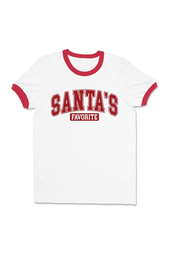 Arch Santa's Favorite Ringer Tee Shirt Unisex Large White/Red