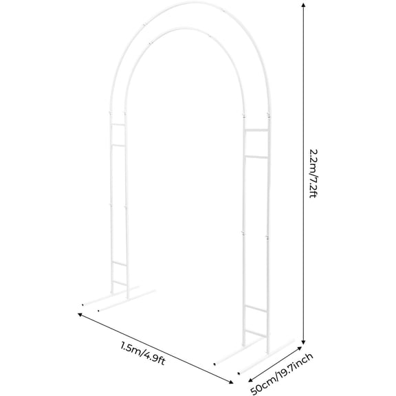 Arch Shape Wedding Metal Round Frame Backdrop 7.2FT Steel Arbors Background Stand Rack for Floral Flower Balloon Wedding Proposal Birthday Party Decorations Baby Shower (White)