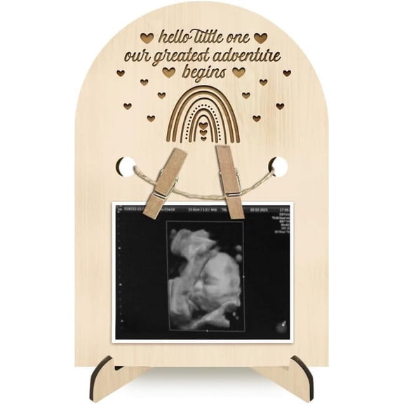 Arch Shape Wood Announcement Picture Frame Stand for First Time Moms Baby Sonogram Frames Rainbow 180x125x4mm Hole: 10mm DIY