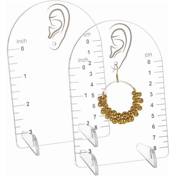 Arch Shaped Acrylic Slant Back Earring Display Stands with Scale Clear 90x50x130mm