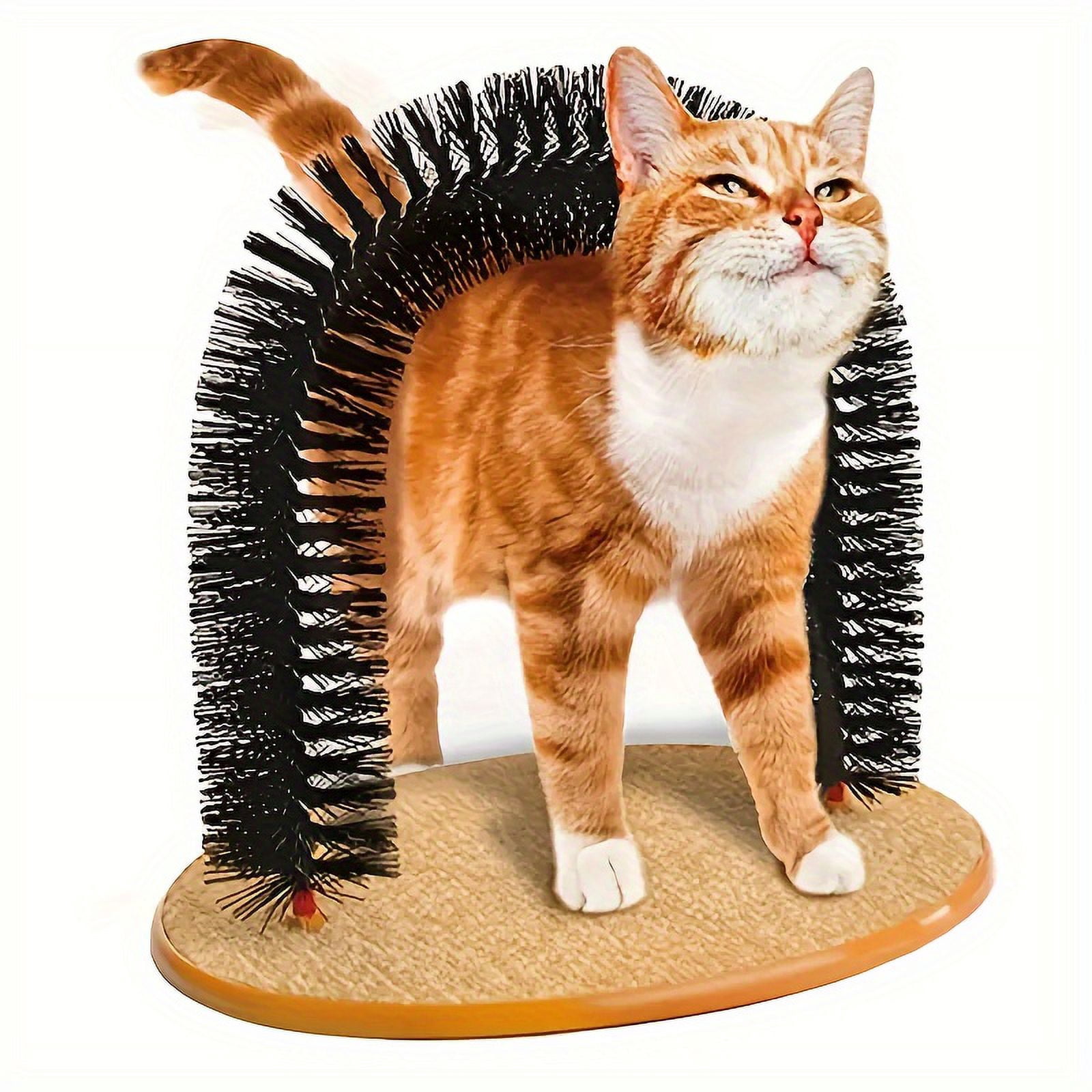 Arch Shaped Cat Grooming Brush Toy With Bristles - Interactive Kitten Self-Play Cat Scratcher For Coat Grooming & Cat Scratching - For Indoor Cats Kittens & Cats Pet