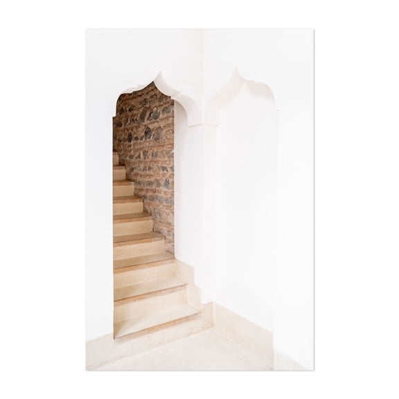Arch Stairway - Marrakesh Marrakesh-Safi Morocco Photography Architecture Minimalist Rustic Geometric Unframed Wall Art Print 20 x 28 inches