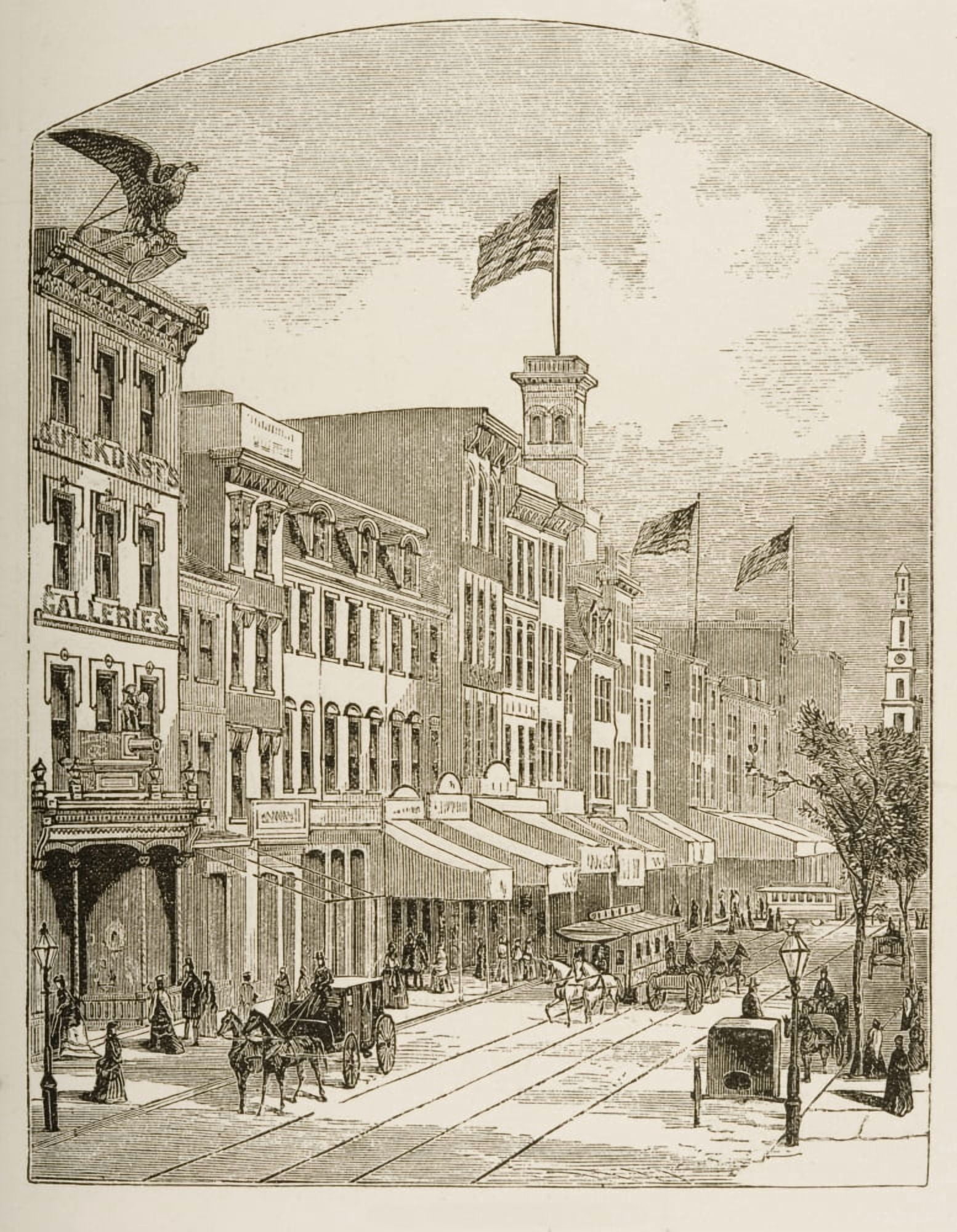 Arch Street Philadelphia Pennsylvania In 1870S From American Pictures Drawn With Pen And Pencil By Rev Samuel Manning Circa 1880 Canvas Art - Ken Welsh Design Pics (24 x 32)